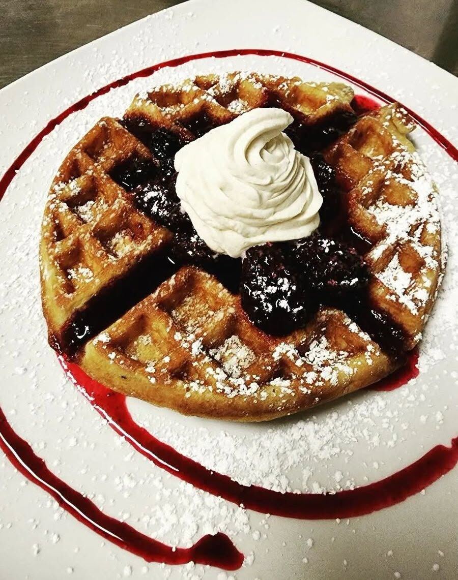 Berry Belgian waffles at Borracho's