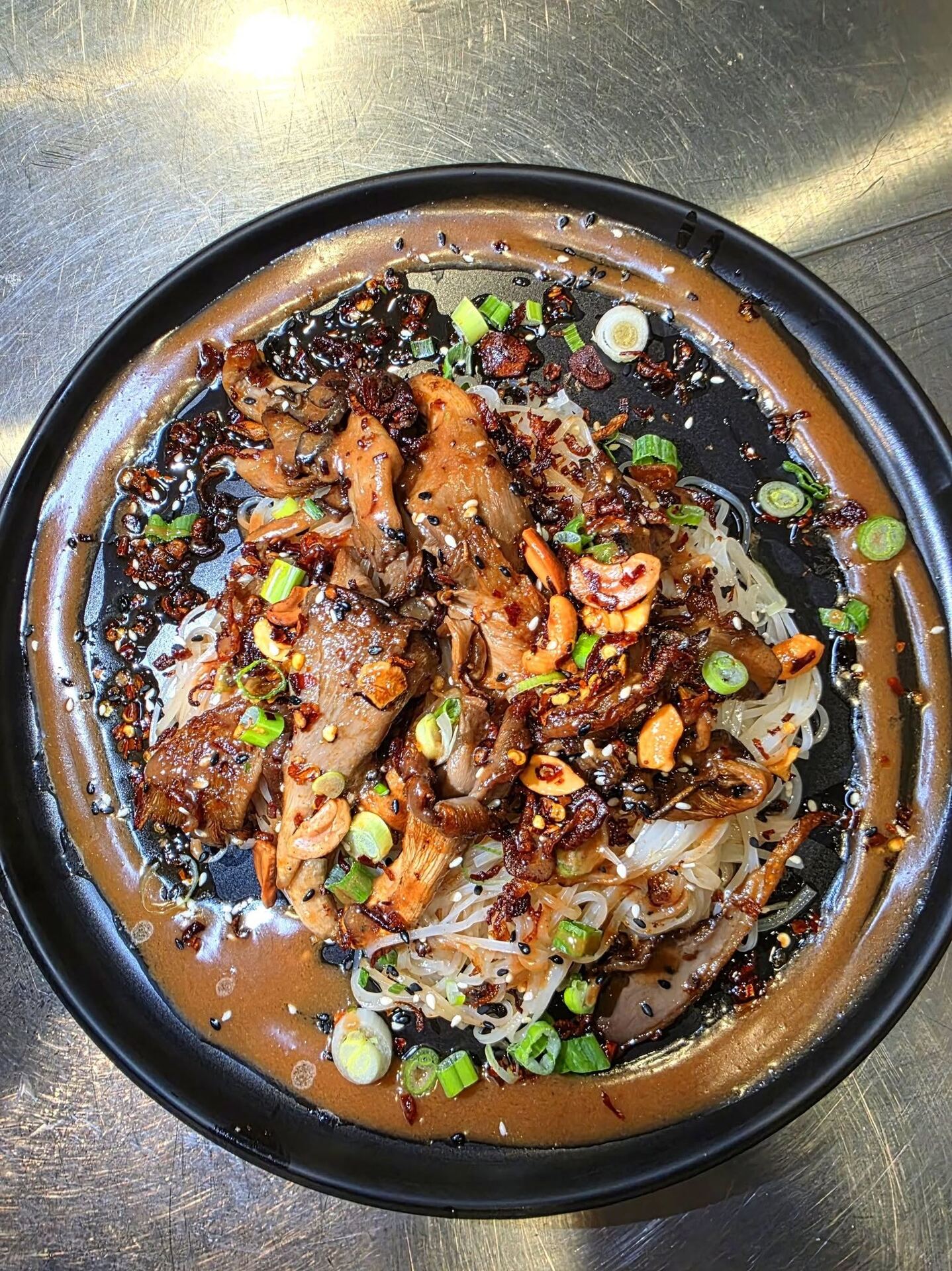 Magic Mushrooms dish at Borracho's, gluten-free and vegan